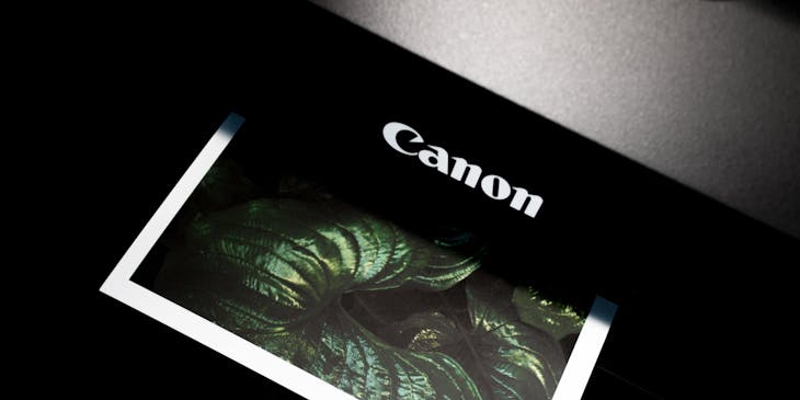 A printer printing a photograph.