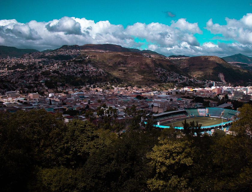 Vista aérea de la ciudad de Tegucigalpa, Honduras.