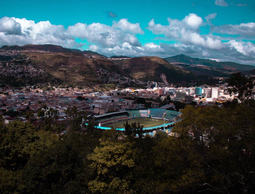 Vista aérea de la ciudad de Tegucigalpa, Honduras.