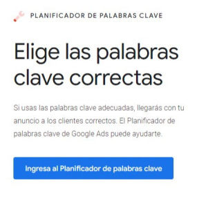 Utiliza el Planificador de palabras clave de Google.