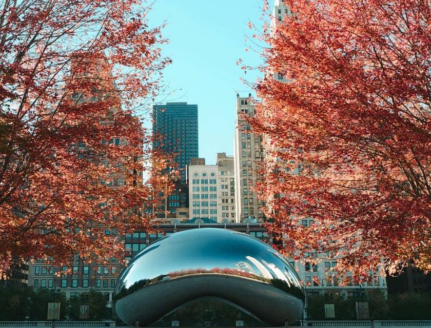 The Cloud Gate sculpture in Chicago, Illinois.