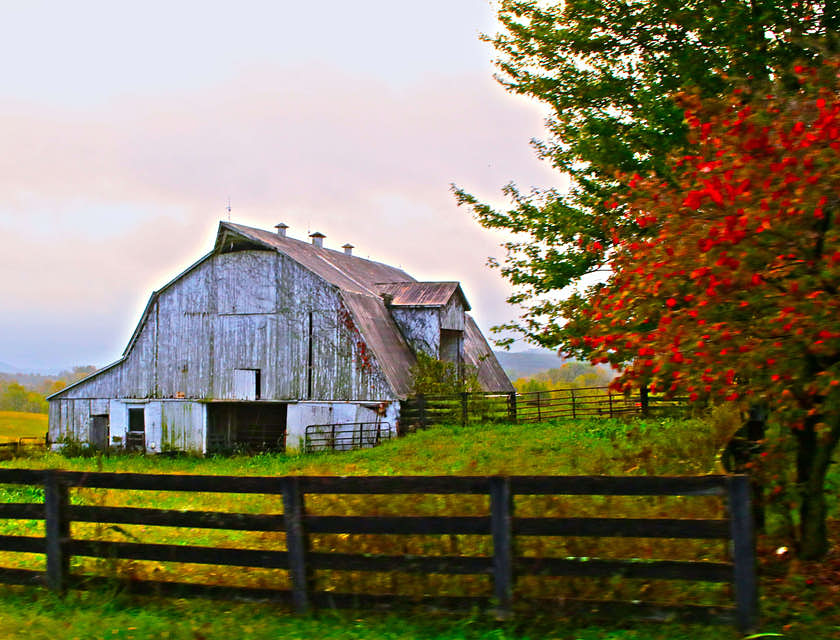 Scenic view of a barn in Kentucky.