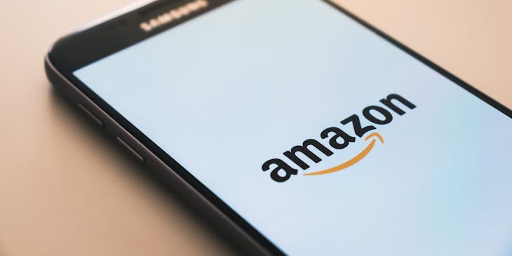Samsung smartphone displaying Amazon's logo.