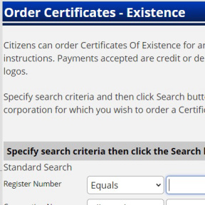 Apply for a Certificate of Existence.