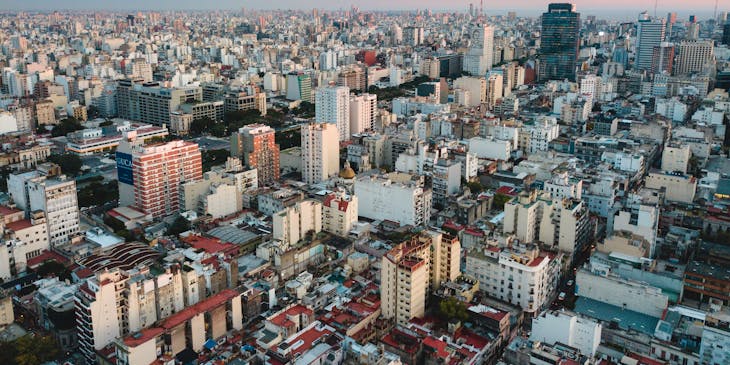 An aerial view of Argentine businesses in Buenos Aires.
