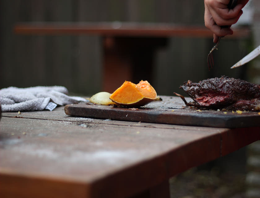 Asado being prepped for customers in an Argentine restaurant.