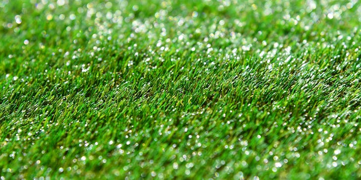 Green artificial turf.