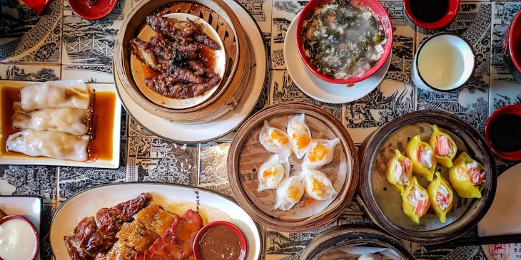 Meals served at an Asian restaurant.