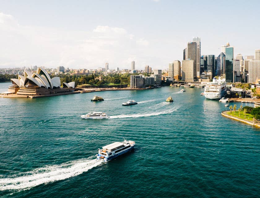 Vista dall'alto del porto di Sydney in Australia.