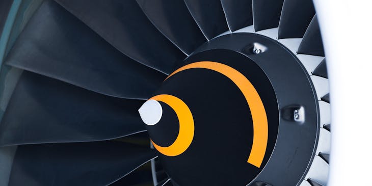 A spiral on an aviation engine.
