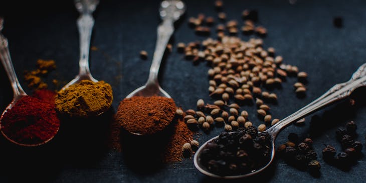 Herbs and spices frequently used for Ayurveda.
