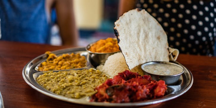 Food at a Bangladeshi restaurant.
