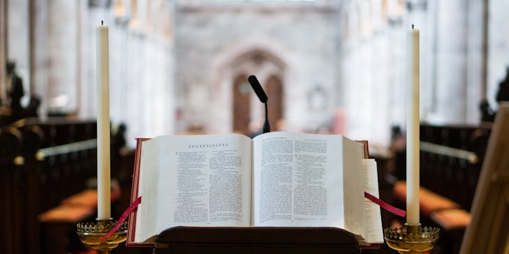 Bible in a church.