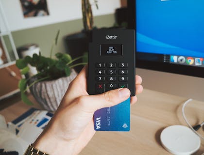 A person paying their bills.