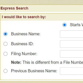 Use the Vermont online business search tool.