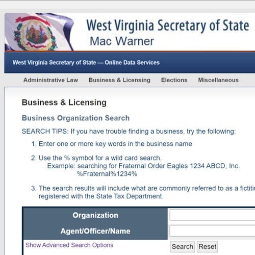How to do a West Virginia Business Search: