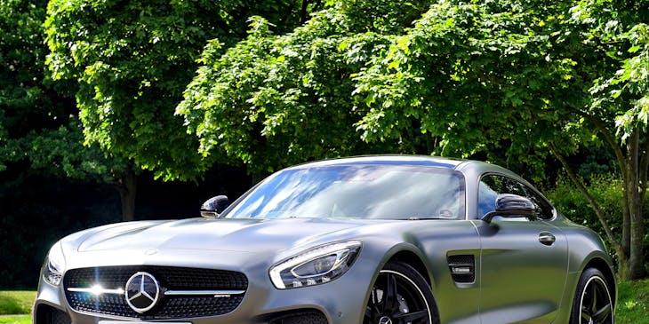 A sportscar with tinted windows.