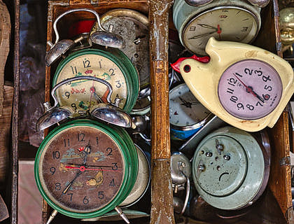 Old and worn out clocks for repair.
