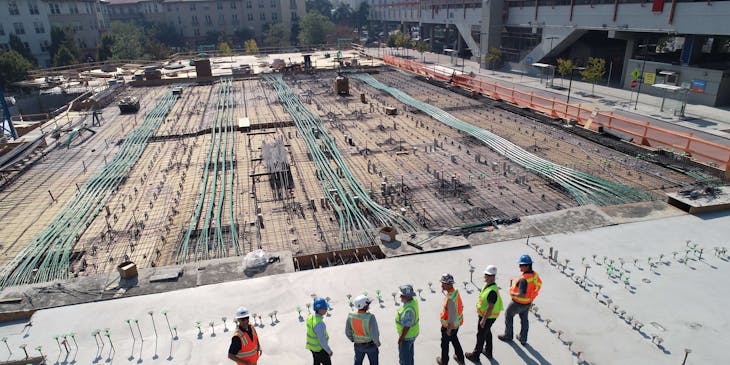 Construction business workers on a construction site.