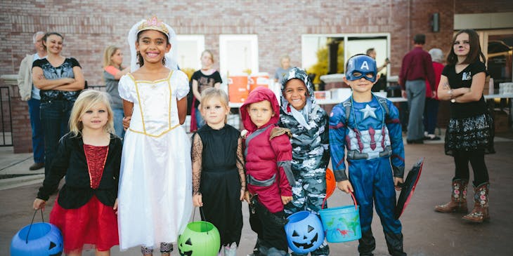 A group of children wearing costumes.