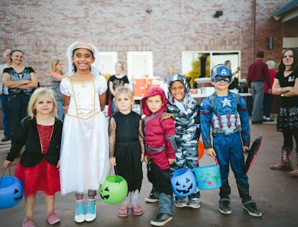 A group of children wearing costumes.