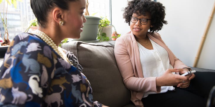 A woman receiving one-on-one counseling.