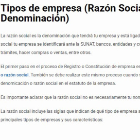 Define la razón social y el tipo de negocio.
