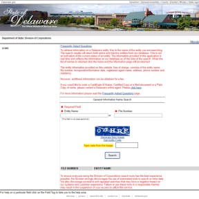 Visita el sitio web de la División de Corporaciones de Delaware (DOC).