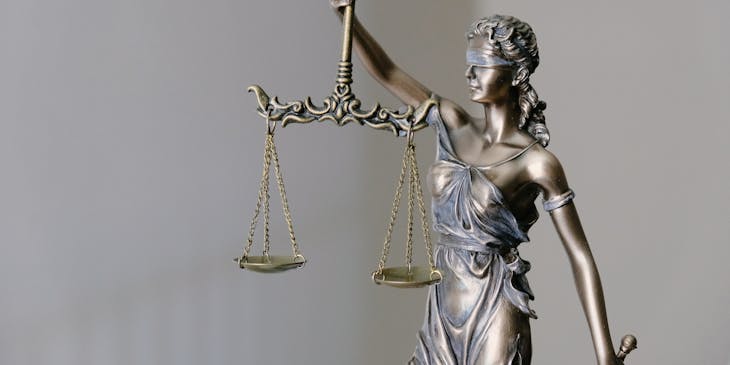 A lady justice statue.