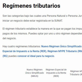 Elige tu régimen tributario.