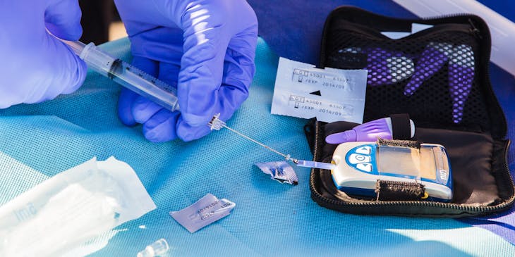 Medical testing kit at an endocrinologist practice.