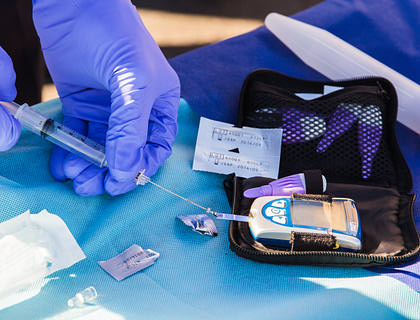 Medical testing kit at an endocrinologist practice.