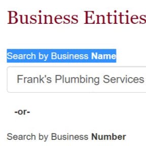 Enter your business name in the search field.