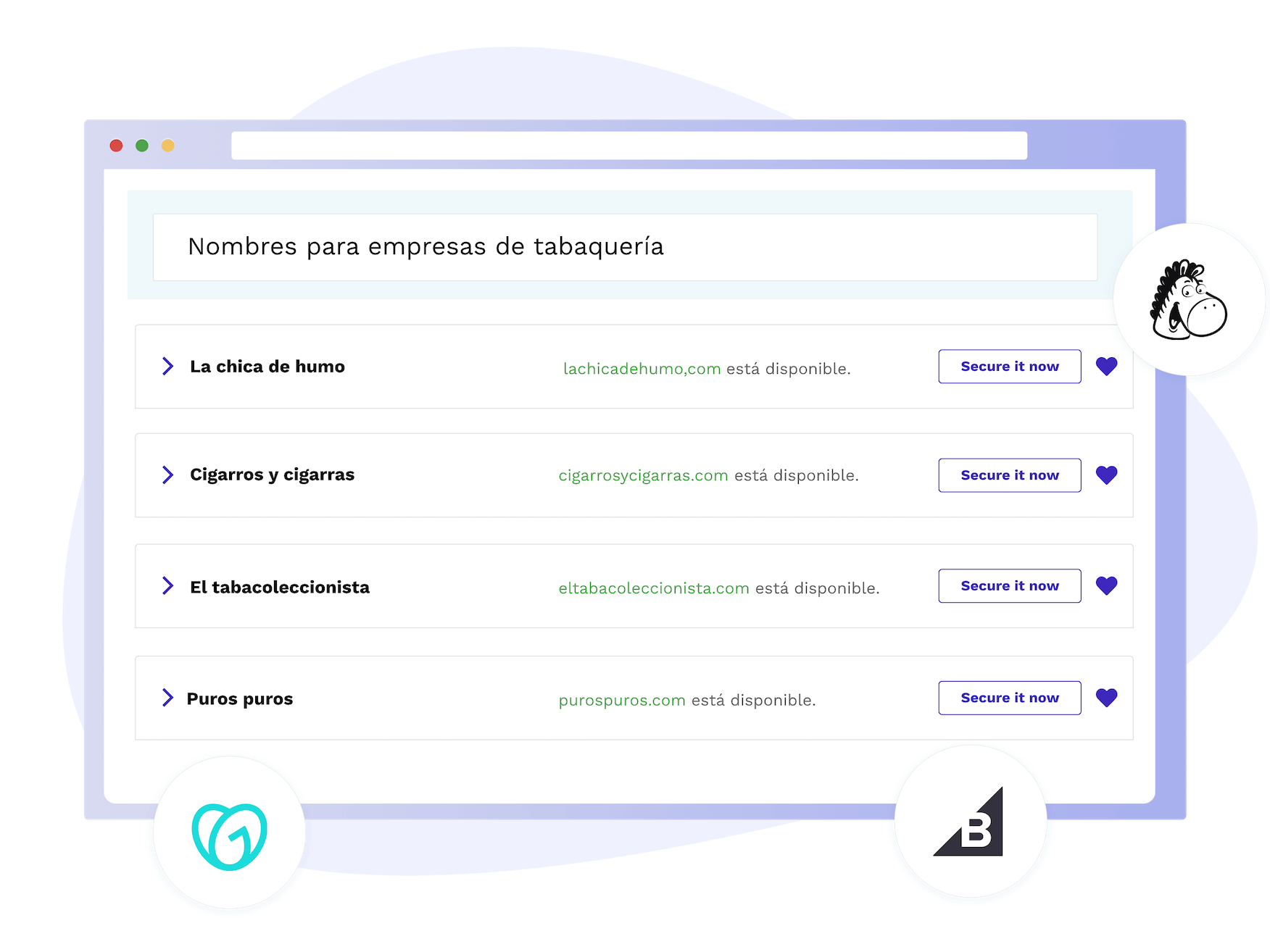 Captura de pantalla del generador de nombres de negocios de NameSnack