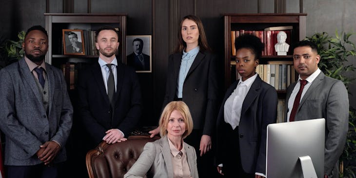 A group of lawyers inside an estate planning law office.