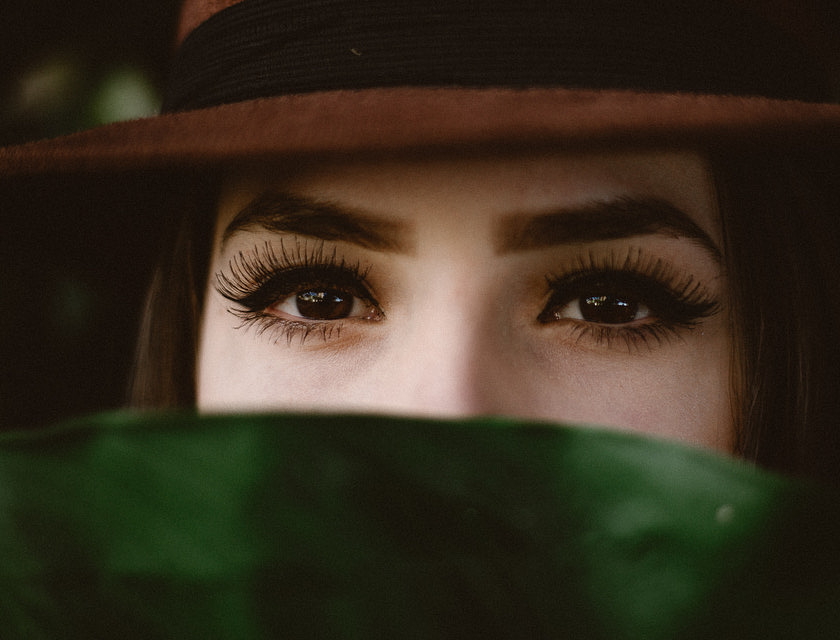 A person with long lashes after having an eyelash service done.