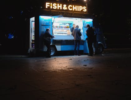 Restaurante rodante de fish and chips.