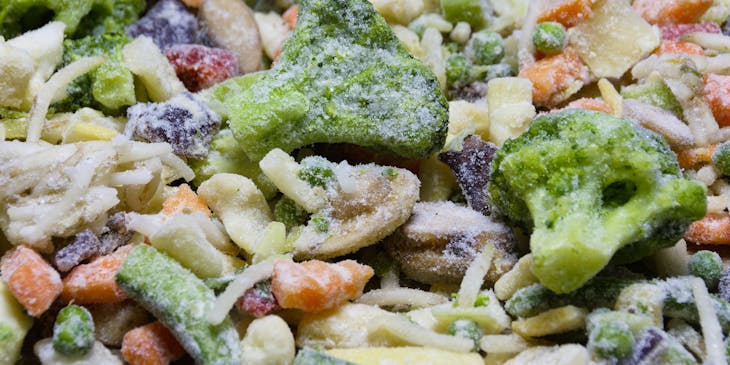 a variety of frozen vegetables