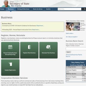Go to the Oregon Secretary of State website.