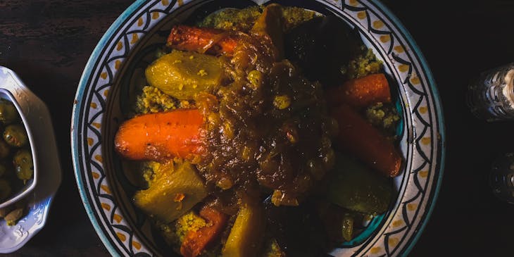 Halal dish in a bowl.