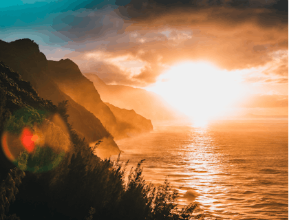 Un coucher de soleil à Hawaï.