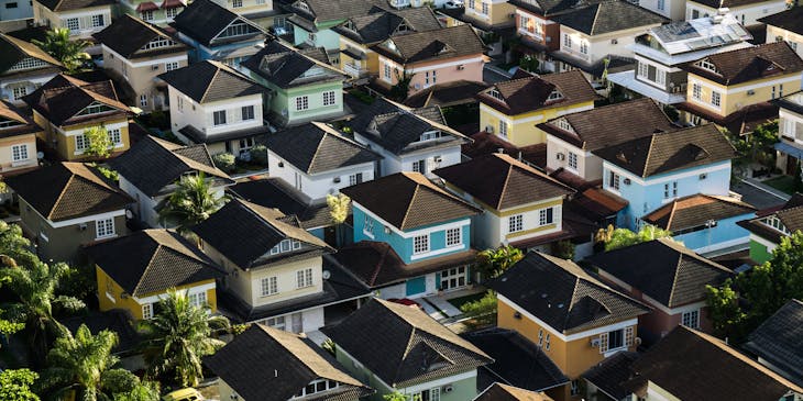 Homes in a neighborhood.