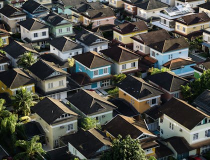 Homes in a neighborhood.