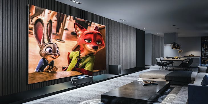 A new home theater installation in a large house.