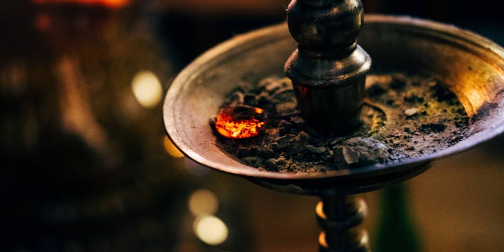 A hookah pipe in a hookah bar.