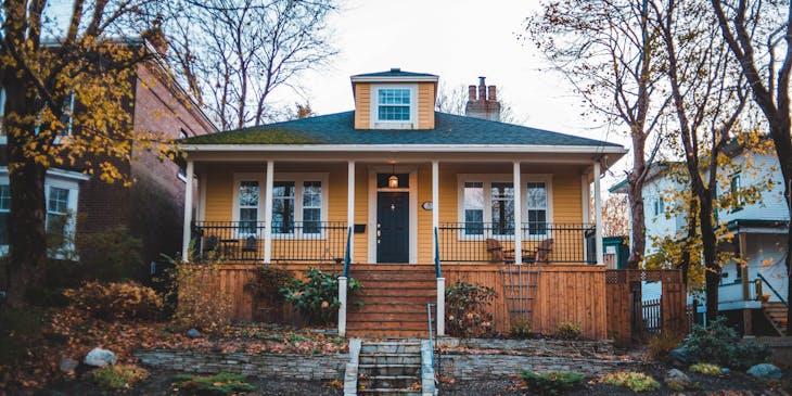 Image of a peach colored house.