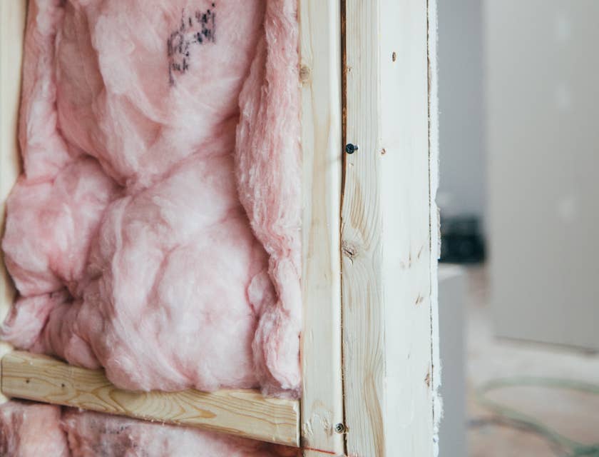 Insulation installed inside a wall.