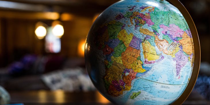 International countries on a globe