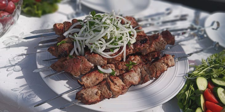 Tasty kebabs are served at an Iranian restaurants.