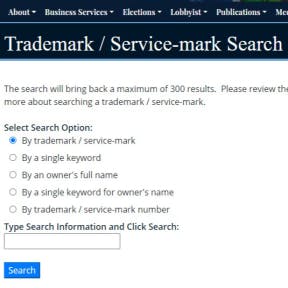 Perform a state trademark search.